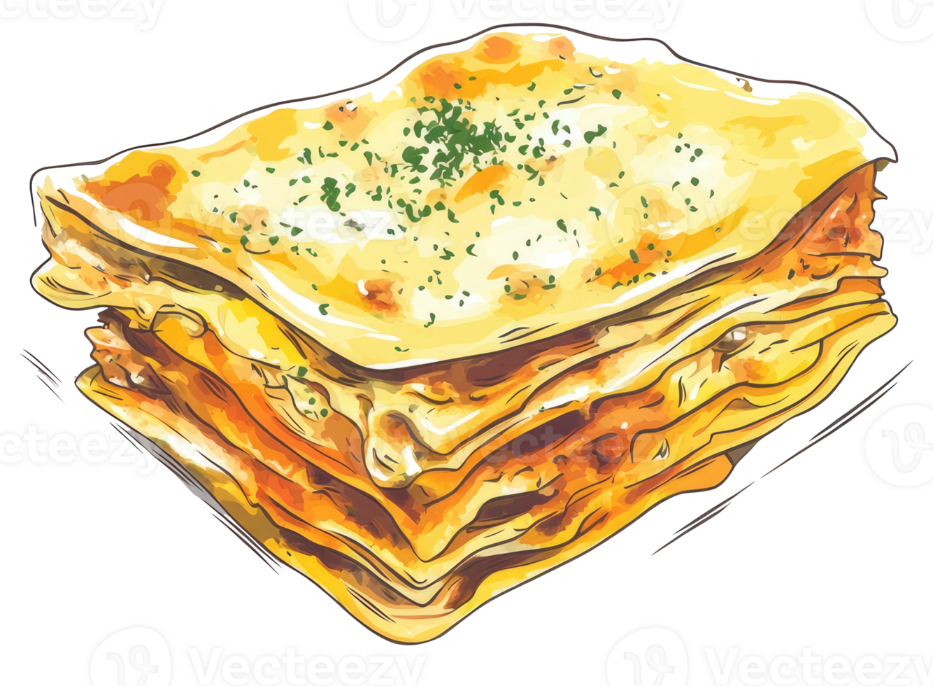 A delicious looking layered pasta dish ready to serve png