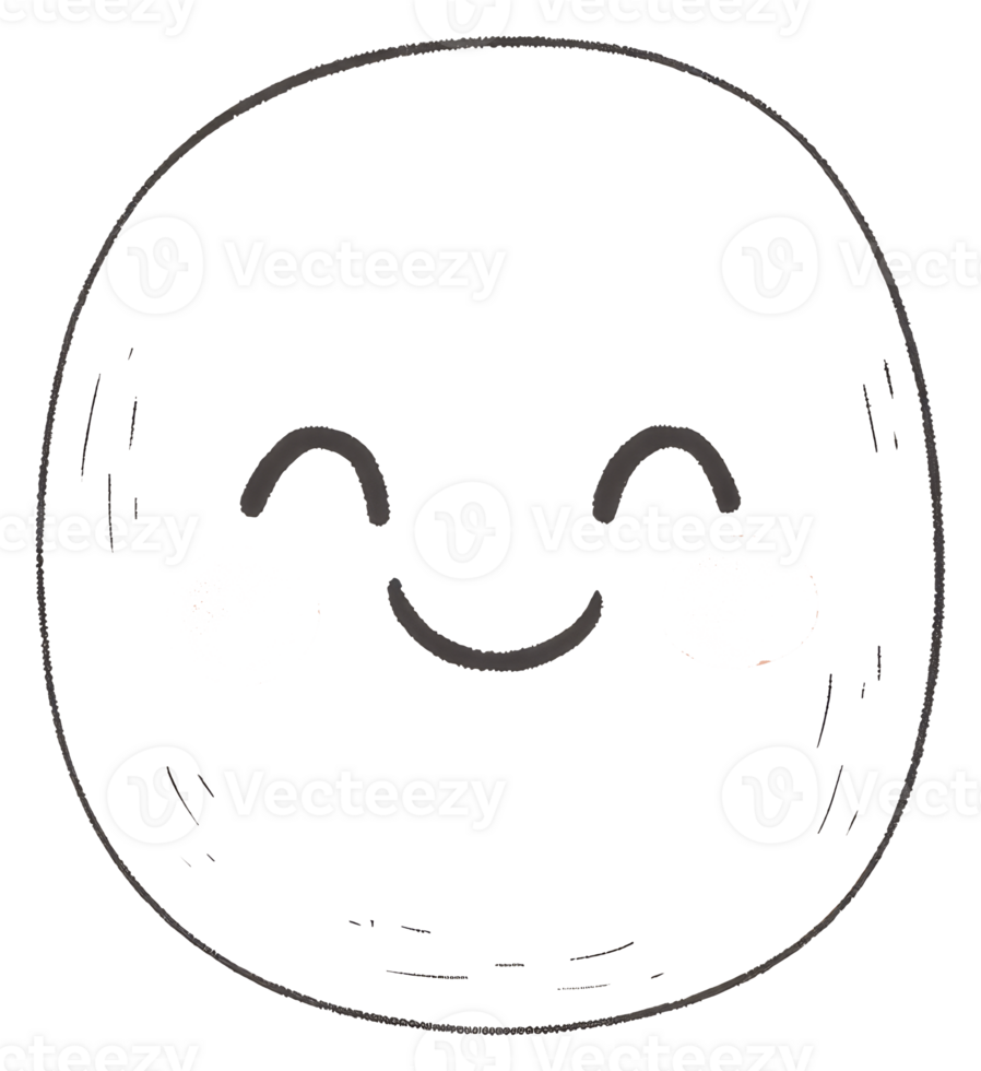 A simple cheerful cartoon face with a happy expression smiling png