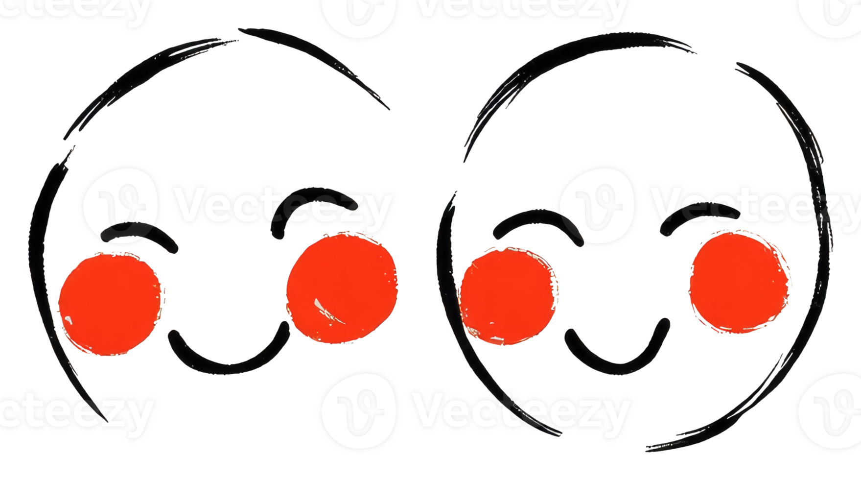 Two smiling faces with red cheeks are depicted in drawing form png