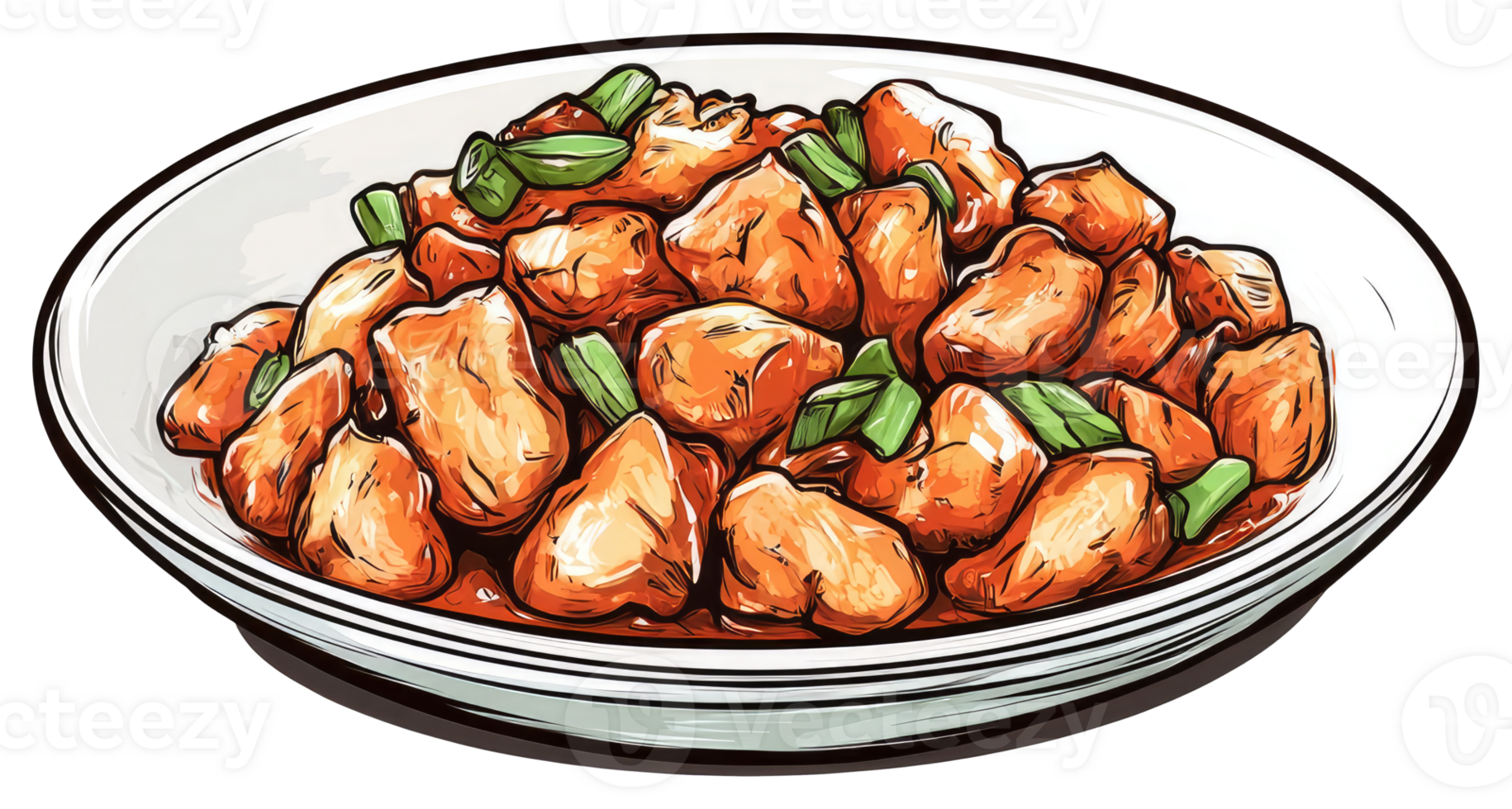 Appetizing illustration of a delicious plate of food ready to eat png