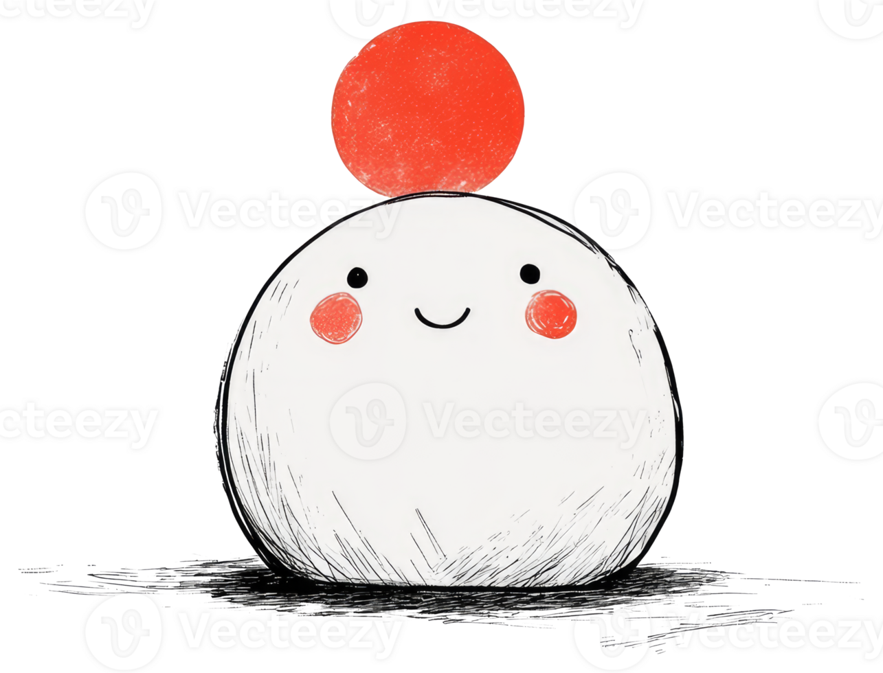 A simplistic cartoon character with a red circle on top of it png