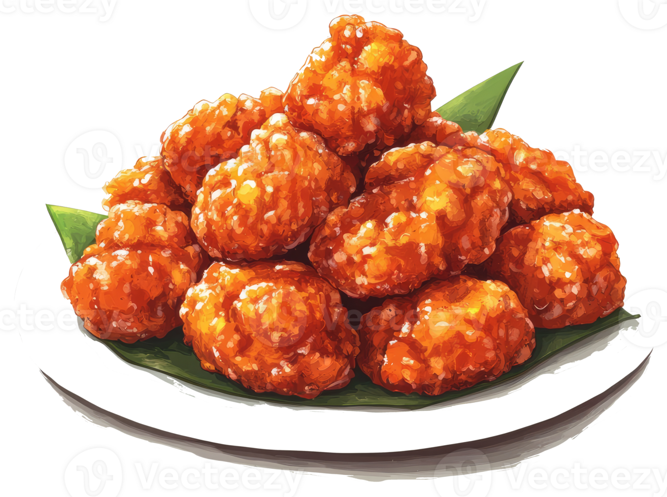 A plate of delicious looking orange chicken nuggets png