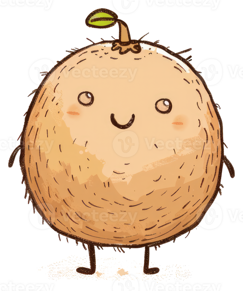 An adorable cartoon fruit character with a smiling face png
