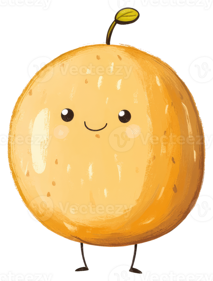 A friendly cartoon orange fruit with adorable smiling features png