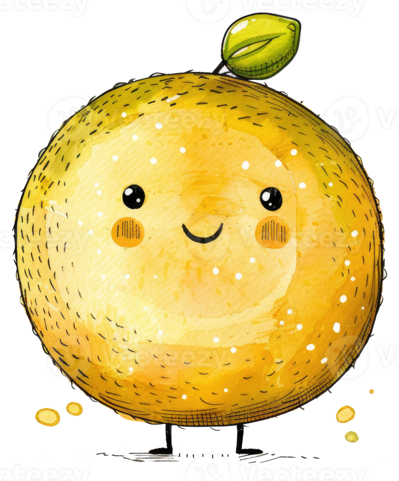 A cheerful yellow fruit character stands with a happy expression png
