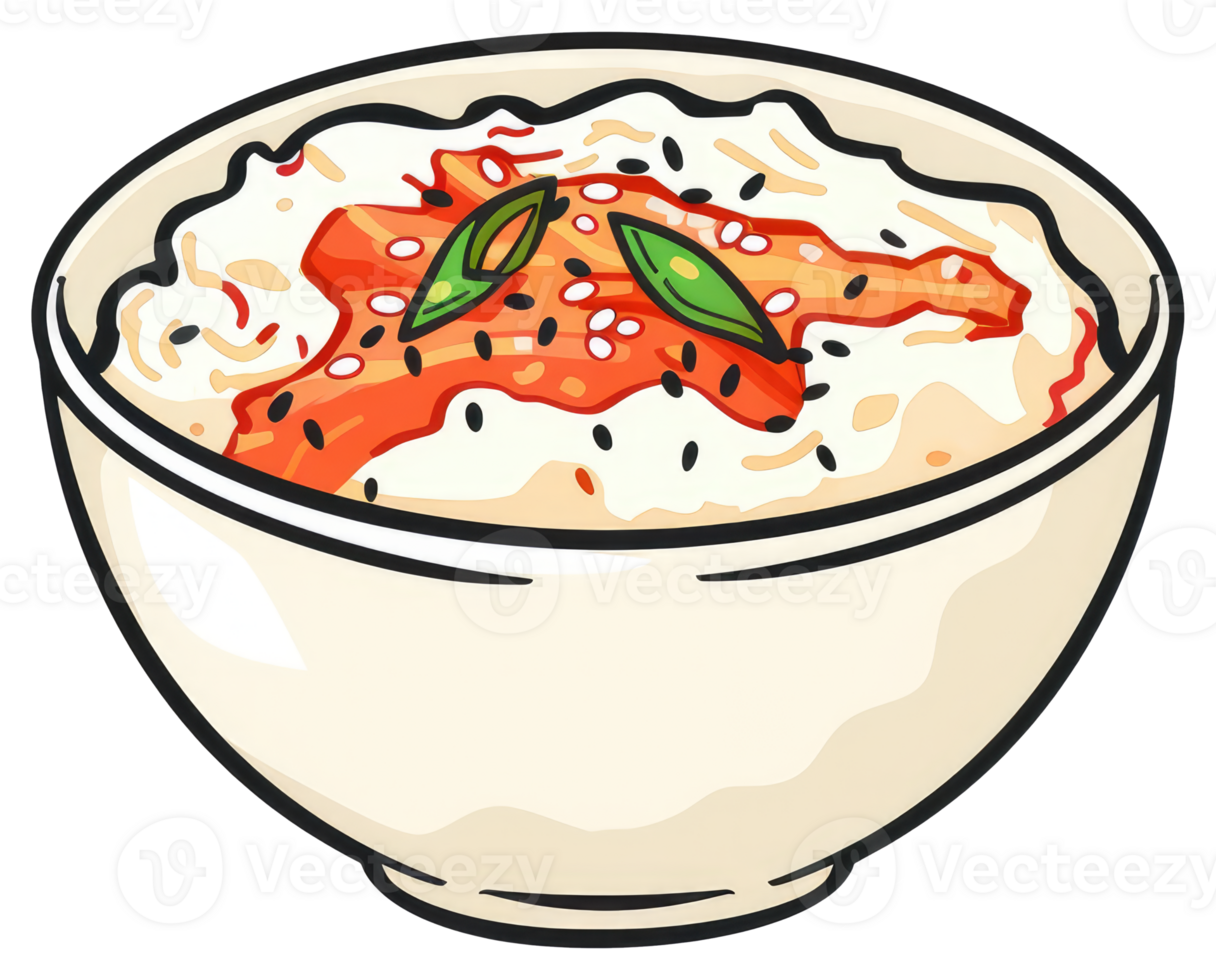 A cartoon image displaying a white bowl of cooked rice png