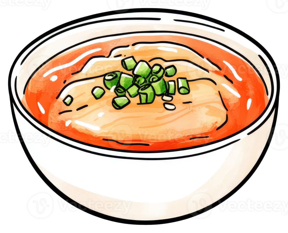 A Bowl of Savory Soup Garnished with Chopped Green Onions png