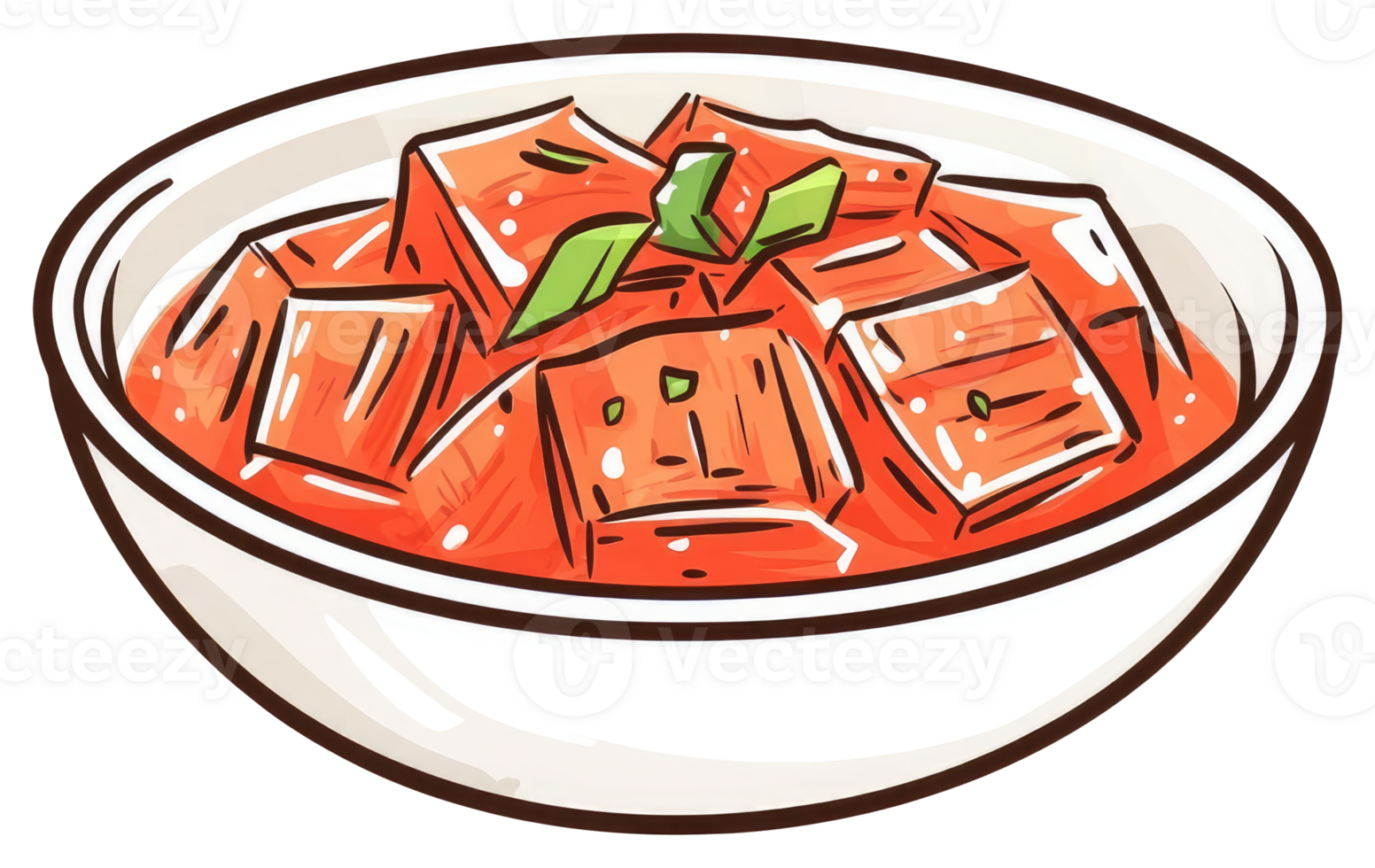 A white bowl filled with a red cubed food dish png