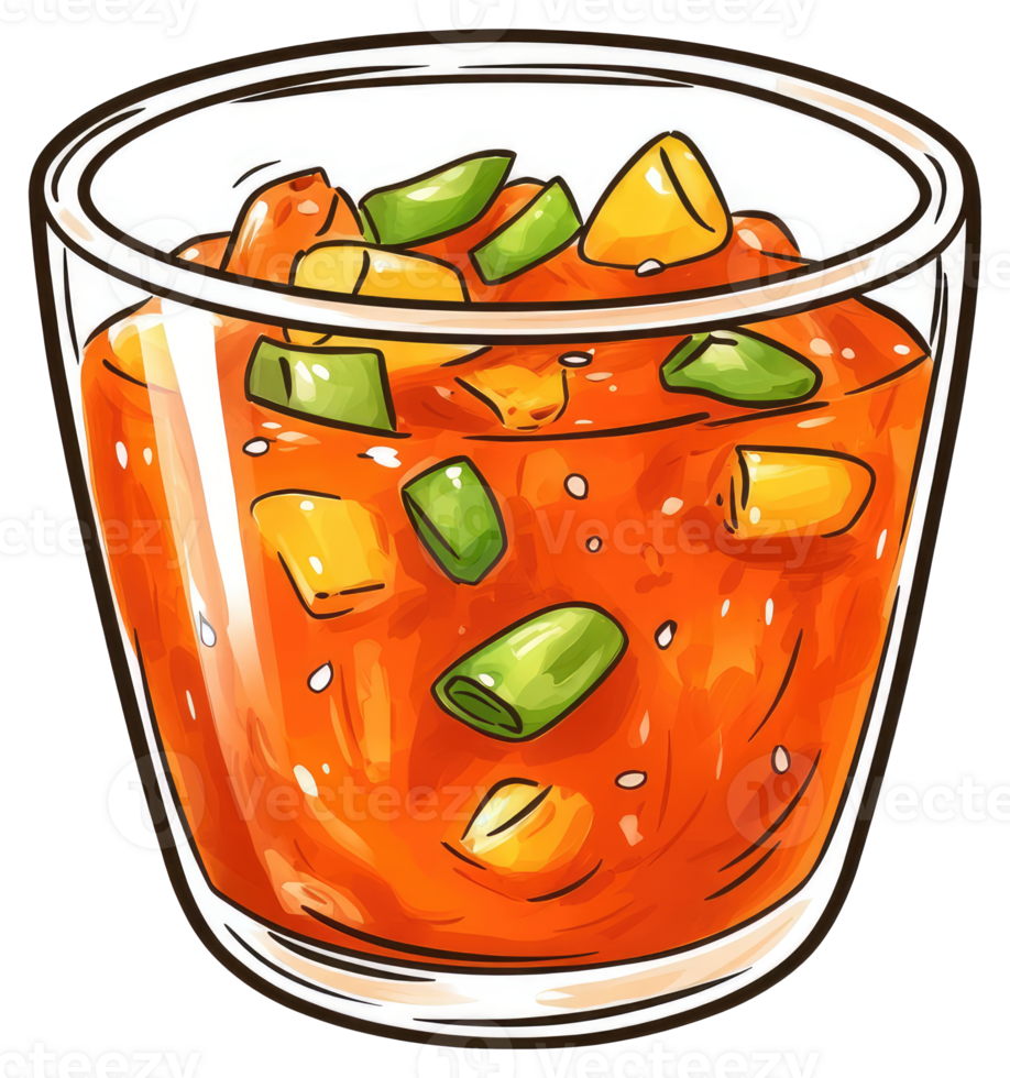 A cartoon depiction of a glass filled with flavorful salsa png
