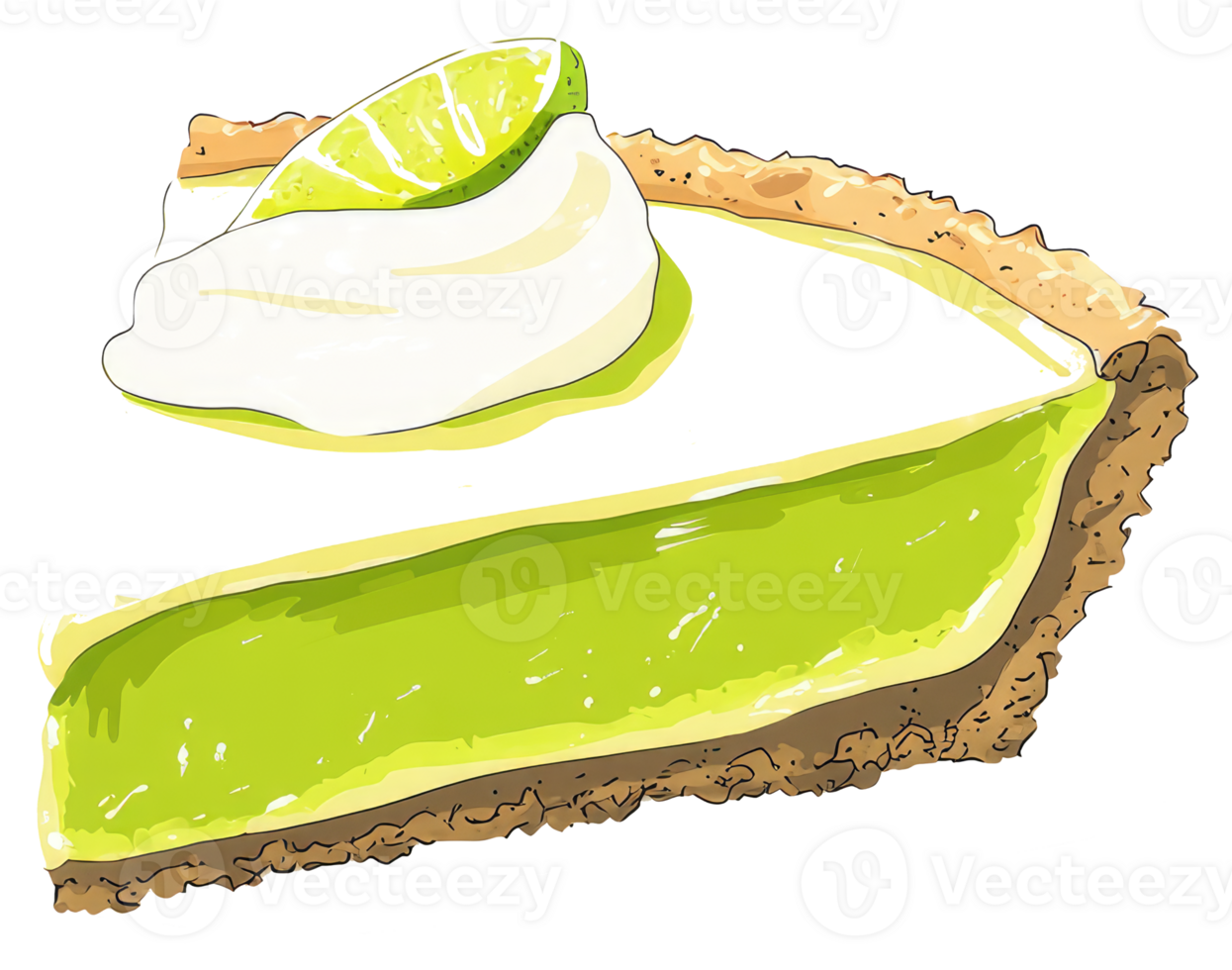 A delicious slice of lime pie with whipped cream on top png
