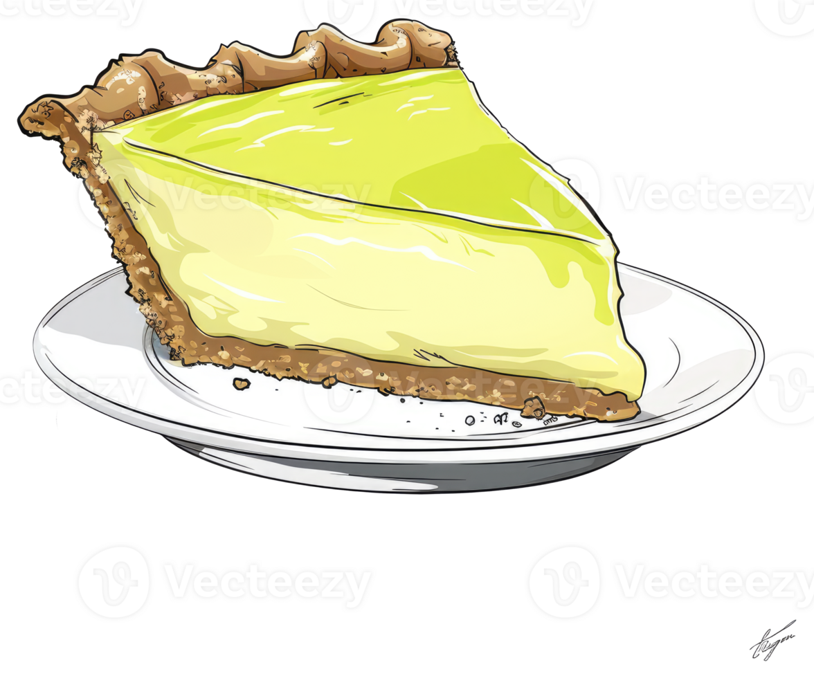 A single slice of fresh key lime pie on a plate png