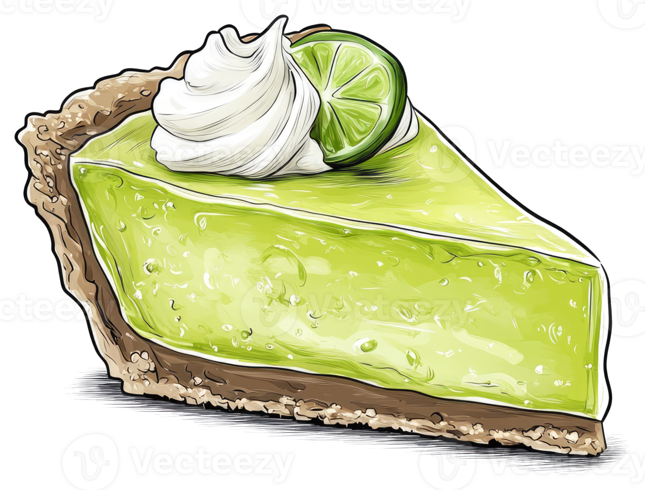 A single wedge of a delicious key lime pie png