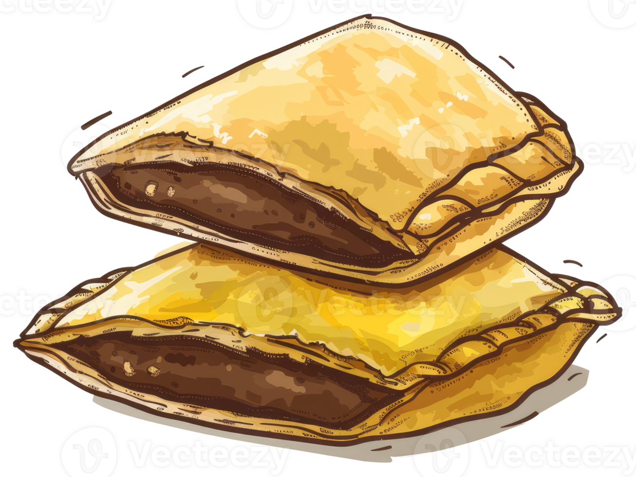 Two golden baked pastries stacked together appear appetizing png