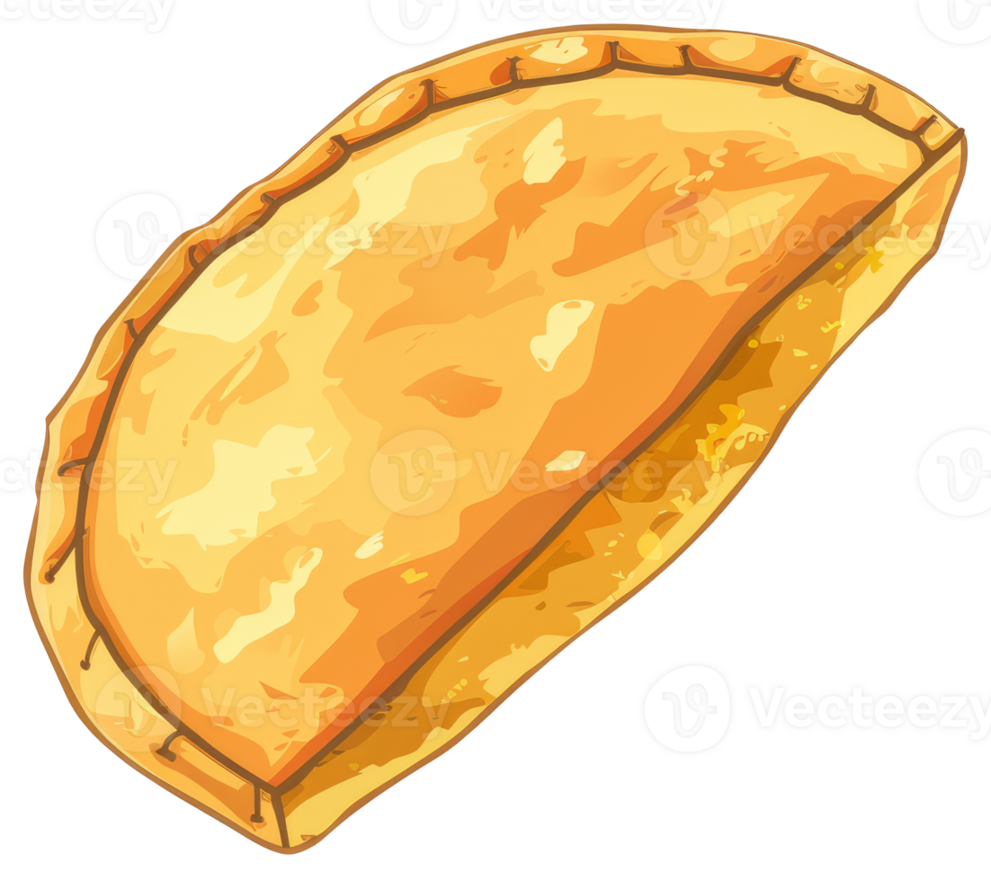 Illustration depicts a baked savory turnover with golden crust png