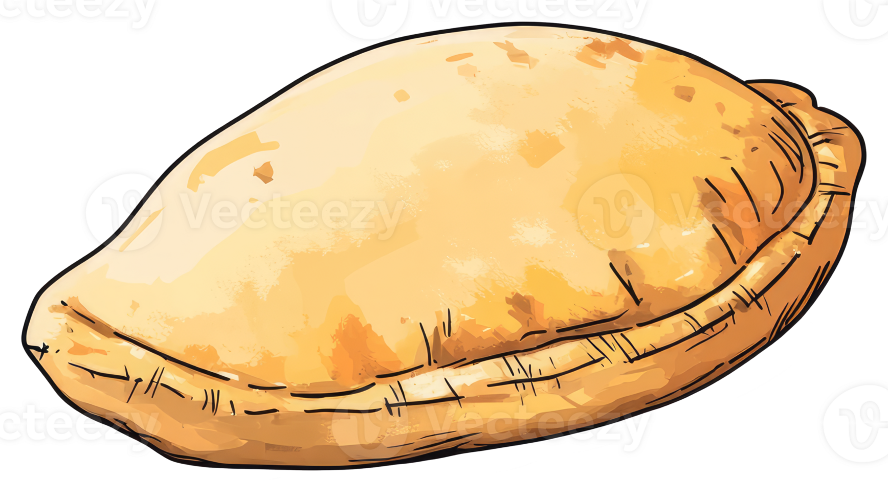 A simple illustration of a golden baked savory pastry item png