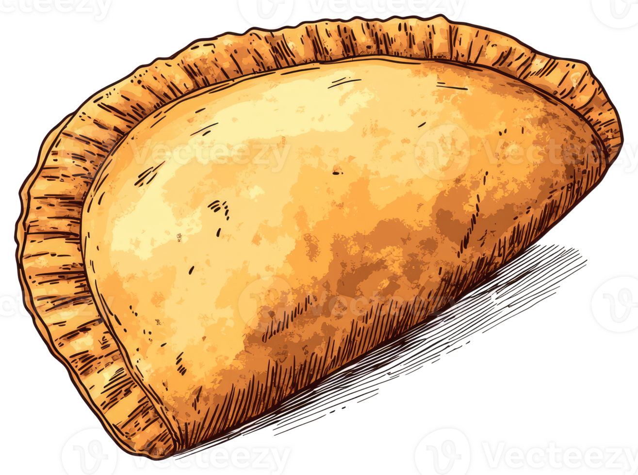 A single golden baked savory filled pastry appears in view png