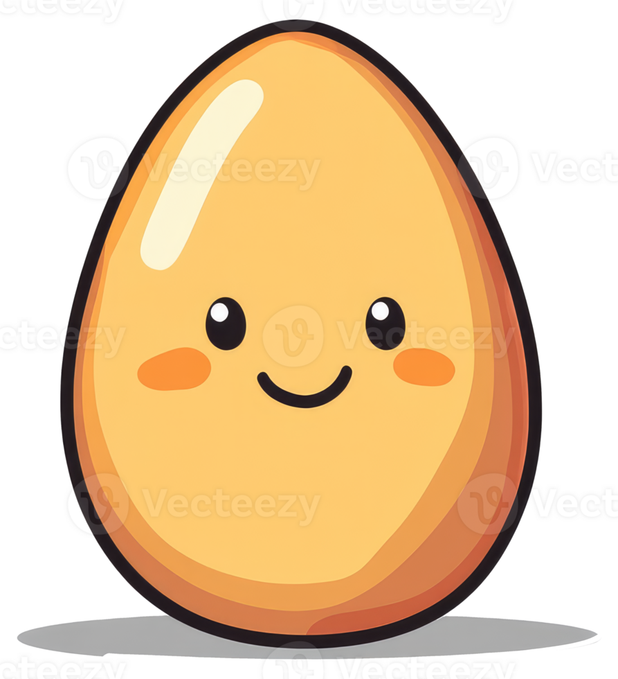 A cheerful cartoon egg with a happy smiling expression and cute face png