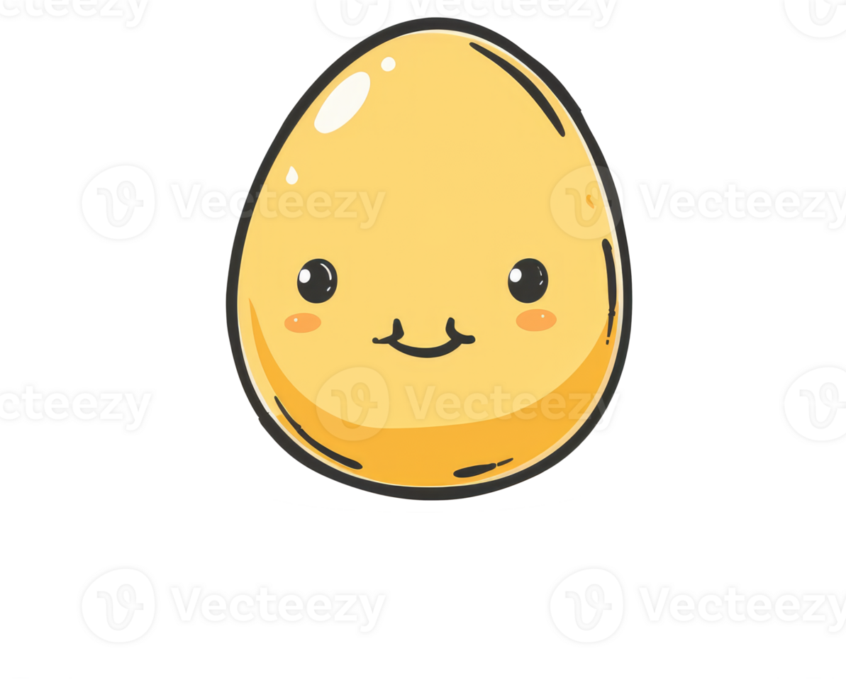 A friendly cartoon egg character smiling with rosy cheeks png