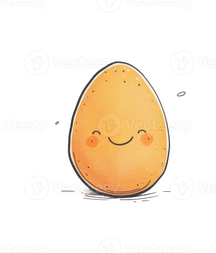 An illustrated happy egg character with a smiling face png