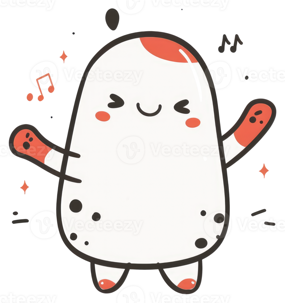 A cheerful cartoon character happily dancing and enjoying the music png