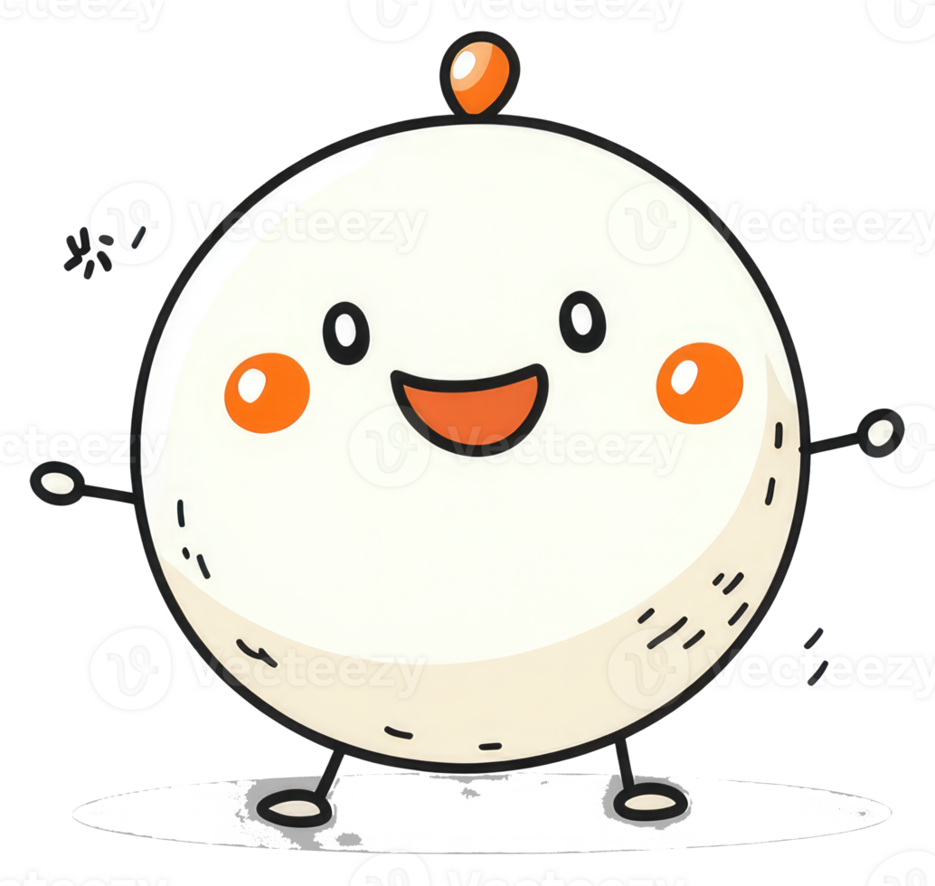 A cheerful cartoon character with orange cheeks and a happy expression png