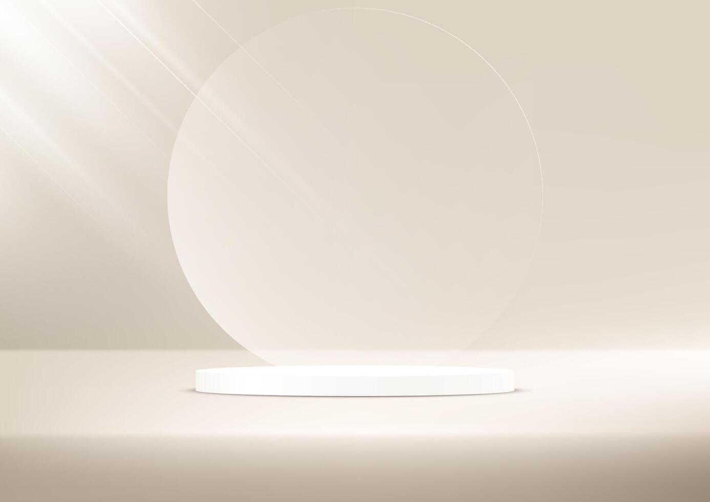 Beige background 3d with white podium Space for selling products on the website. Product display background. illustration. vector