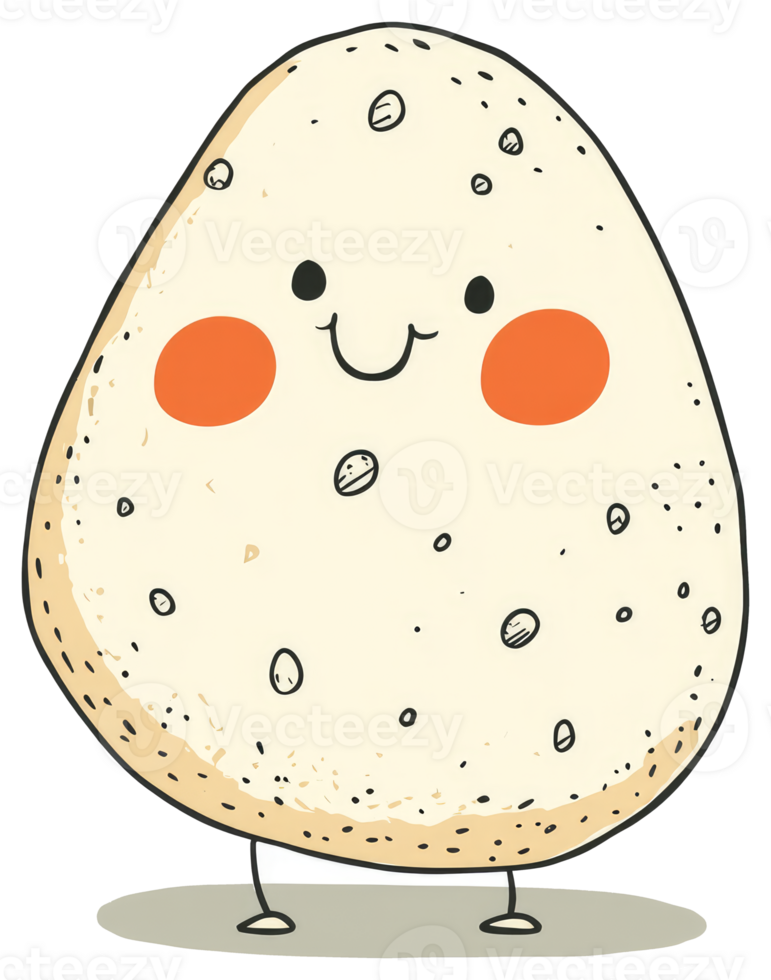 A cute cartoon potato character is drawn with a smiling face png