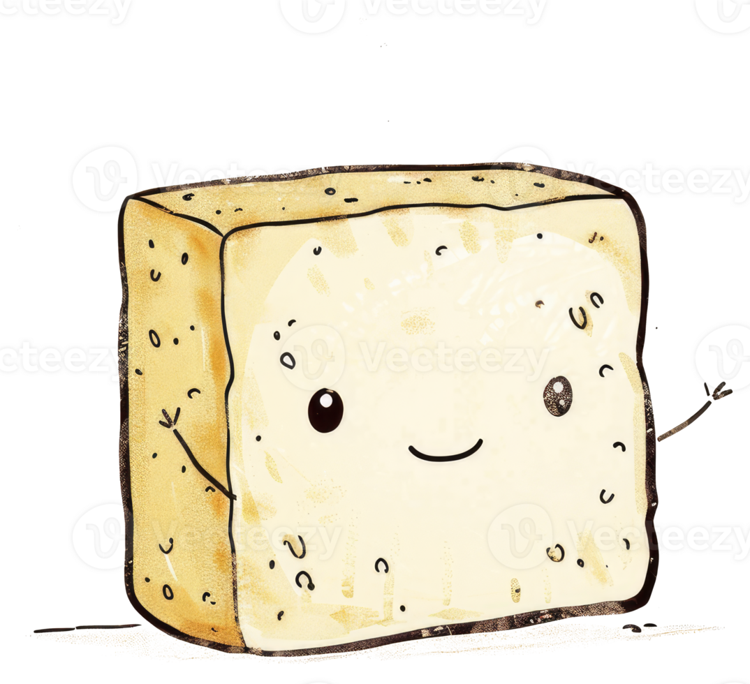 A Friendly Cartoon Piece of Cheese with Happy Expression png