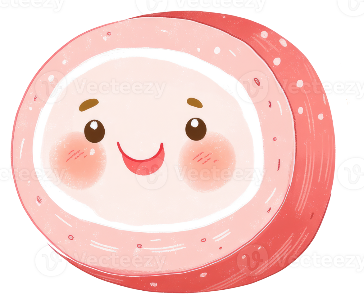 A cute pink circular character with smiling happy facial features png