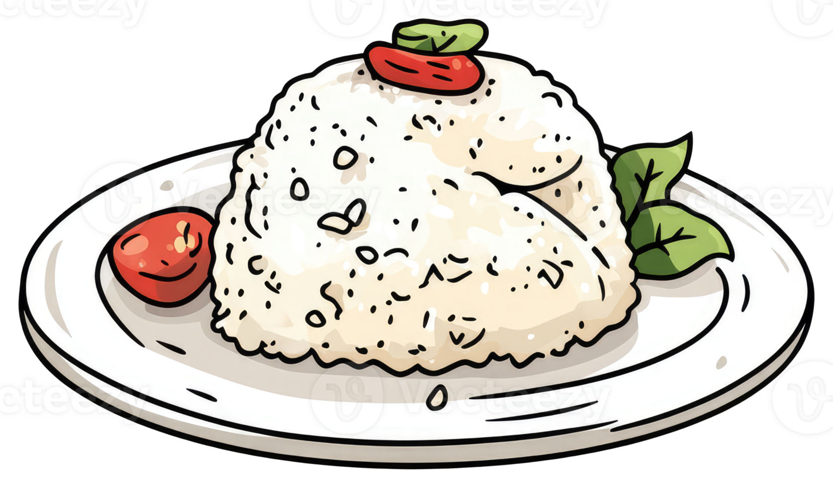 A plate of white rice with vegetables is presented png