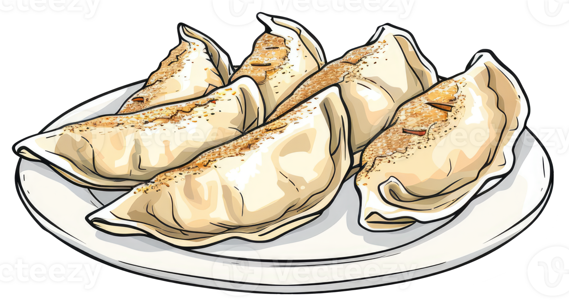 A Plate Containing Several Delicious Dumplings Ready To Eat png