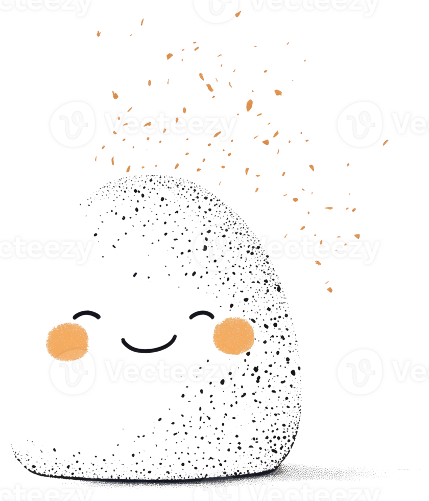 A smiling abstract character with speckled design and particles png