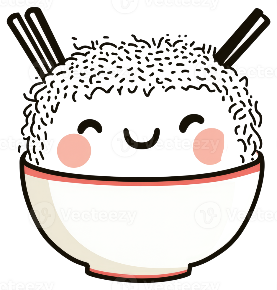 A Smiling Bowl Of Rice With Chopsticks Appearing Friendly And Happy png
