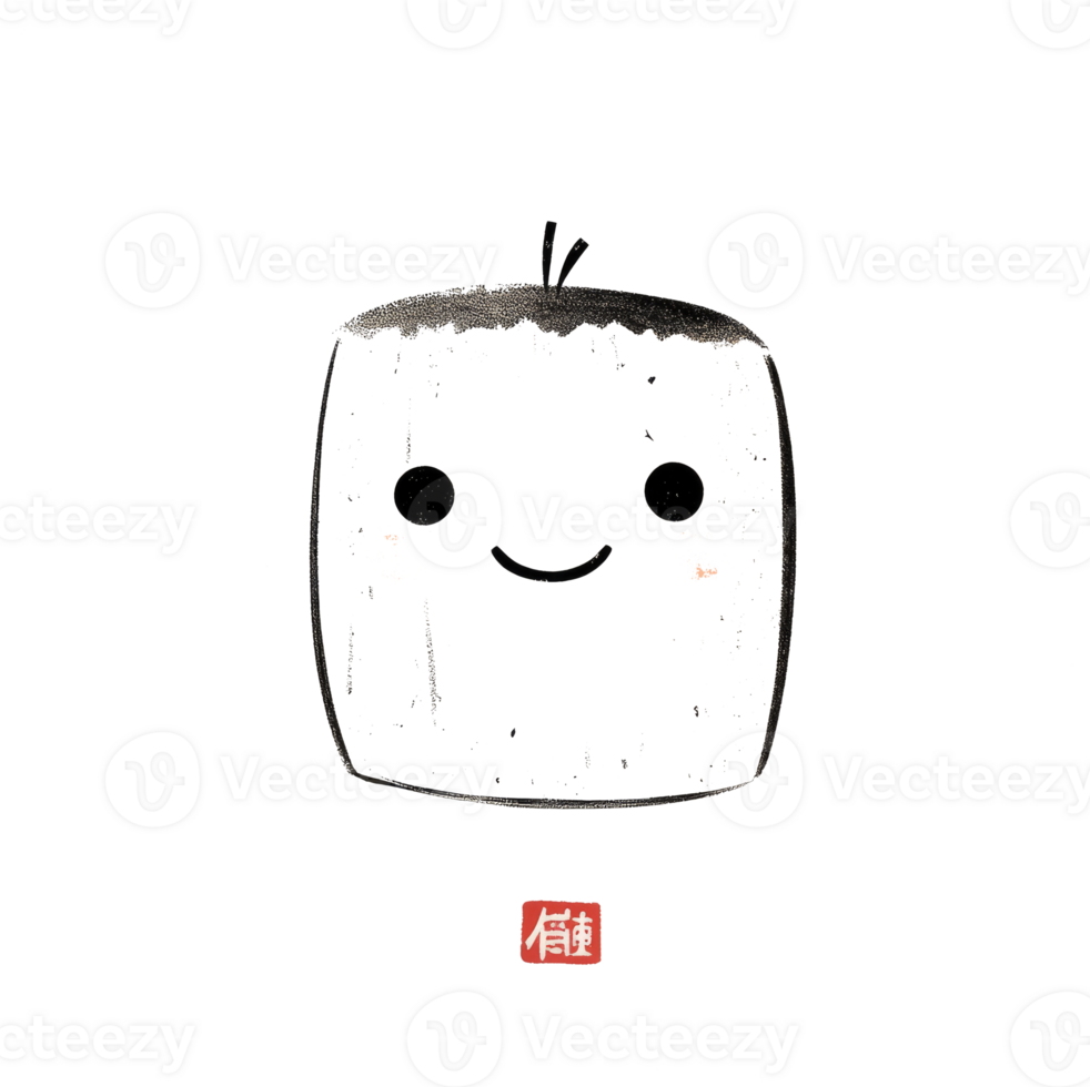 Smiling character illustration showing a friendly face and black ink outline png