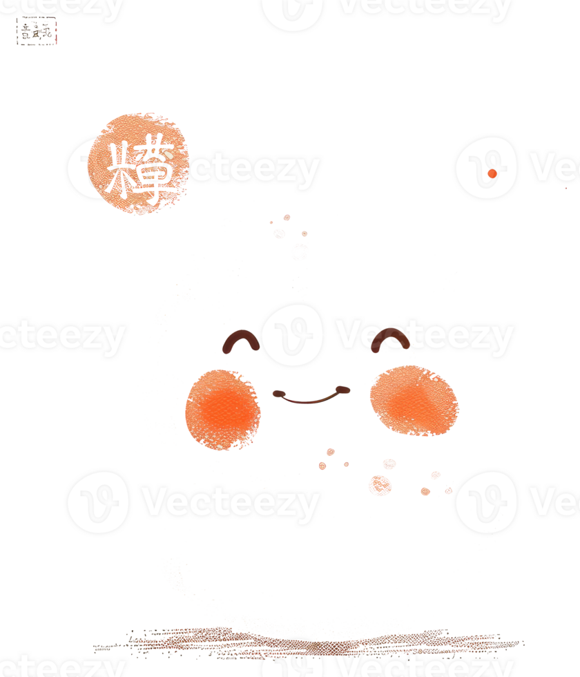 A smiling cartoon character with cheeks and a circular symbol png