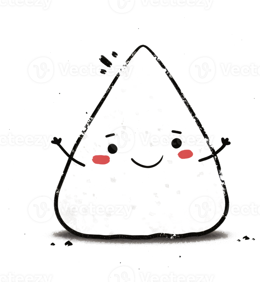 Smiling cartoon figure with a white triangular shape and features png