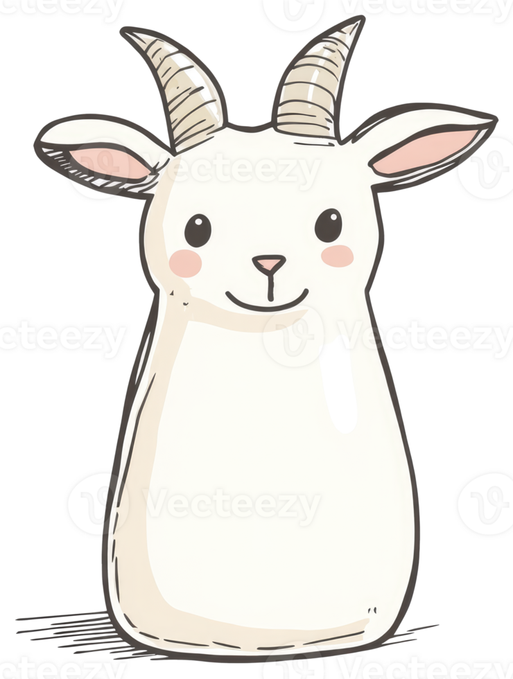 An adorable cartoon depiction of a smiling white goat head png