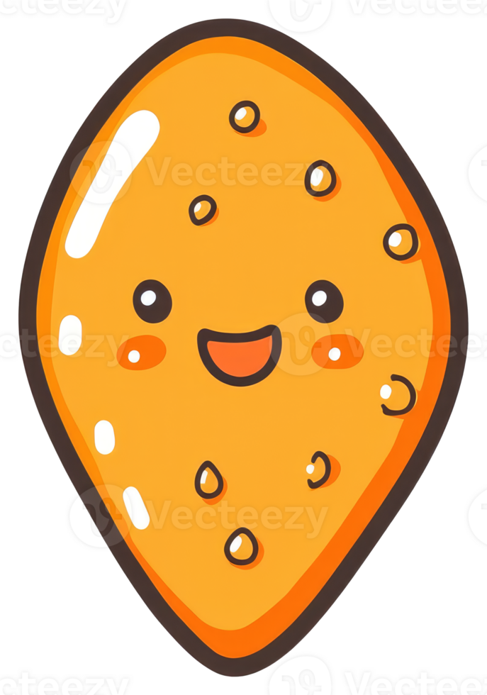 A happy cartoon snack shaped like an oval with smiling eyes png