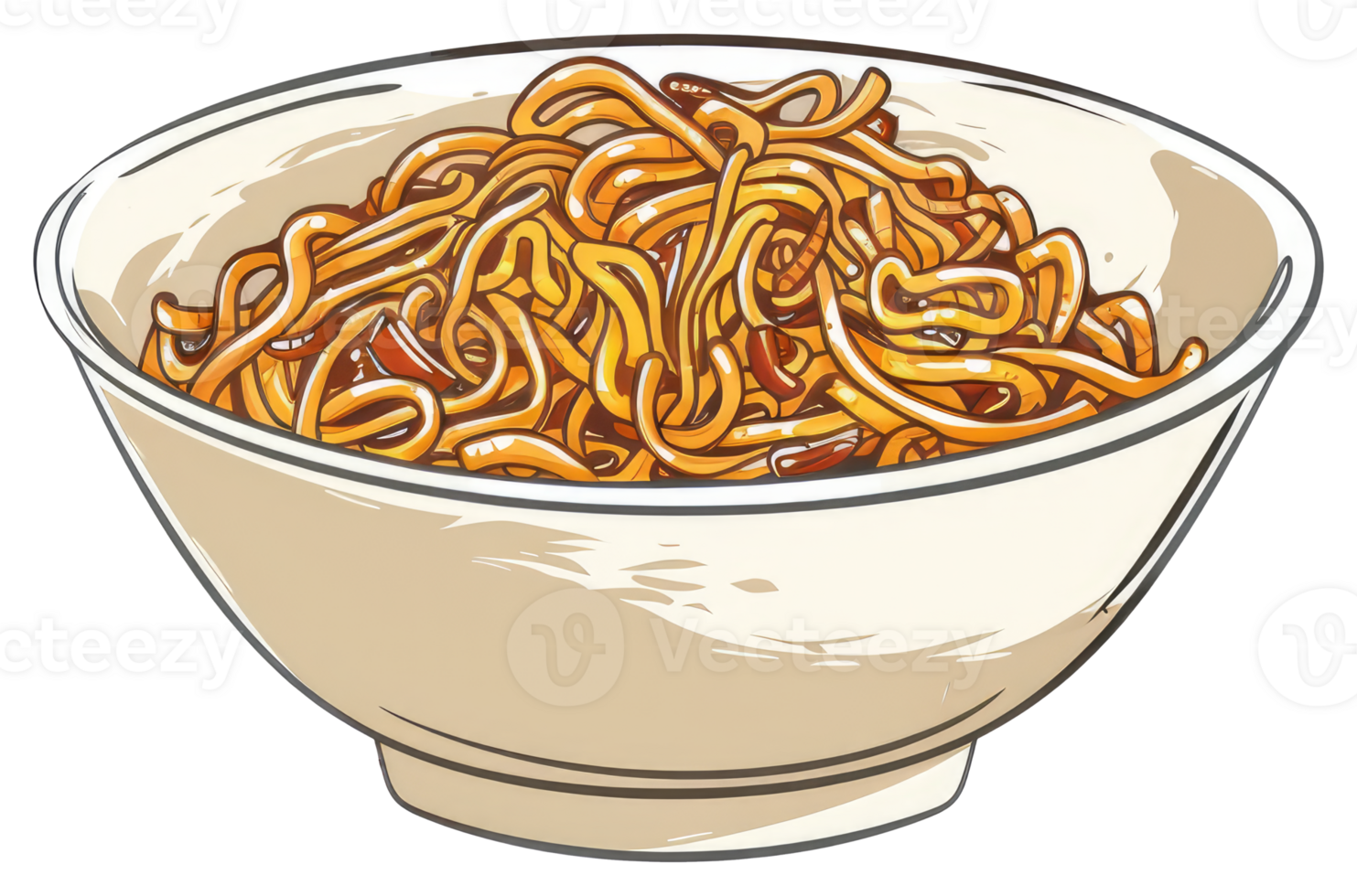 A Bowl of Noodles with a Brown Sauce is Shown png