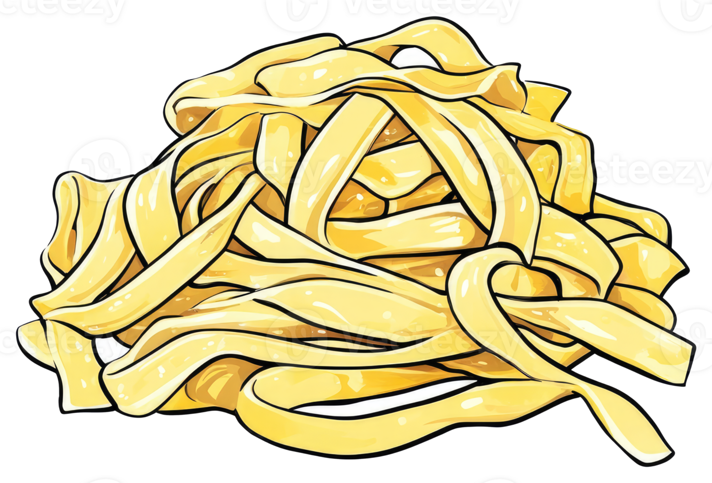 A pile of freshly cooked pasta noodles illustrated for culinary uses png