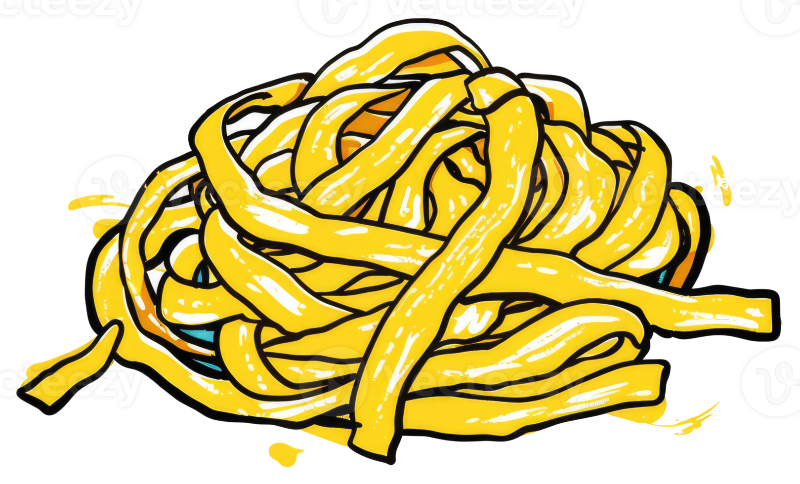 Illustration depicts a pile of yellow noodles with black outlines png