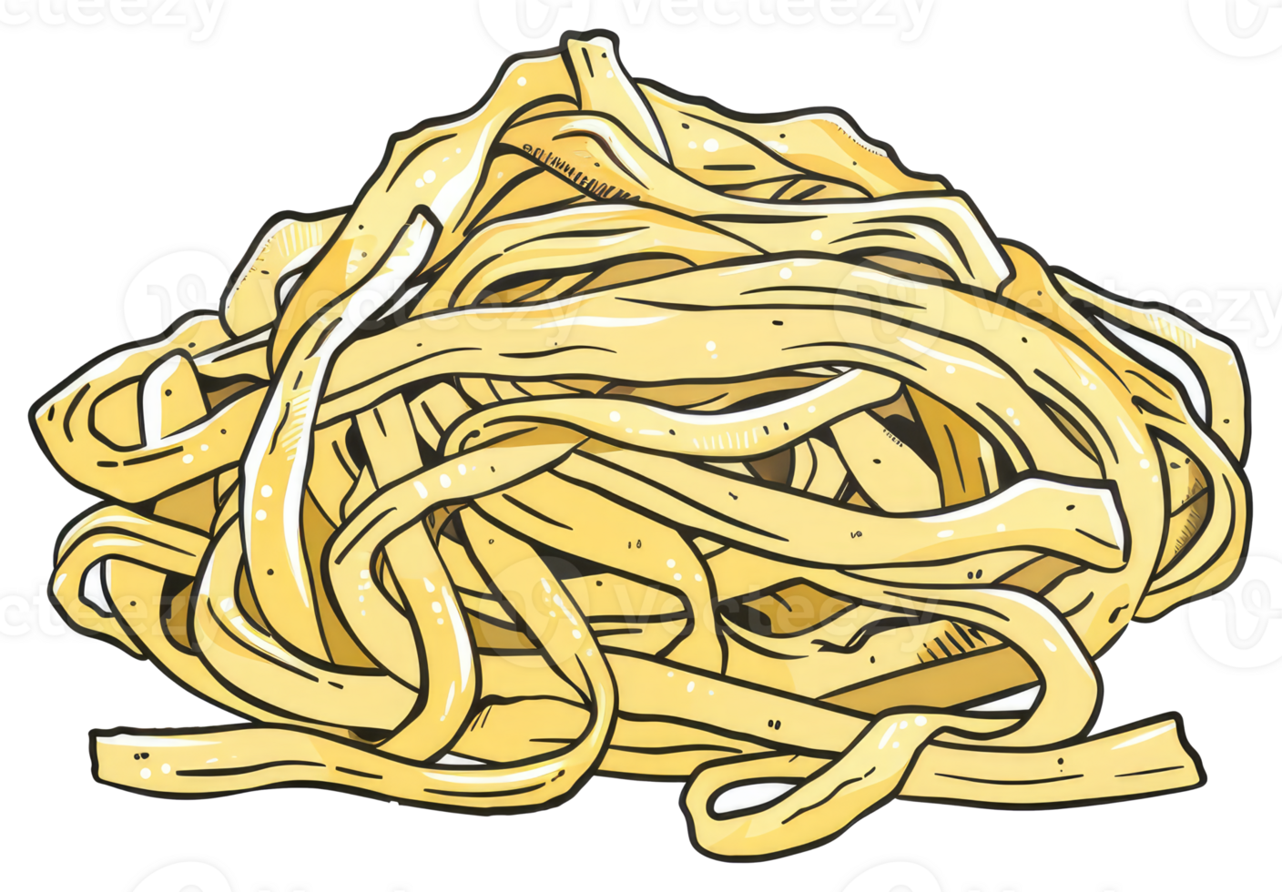 A close up illustration of fresh pasta noodles in a pile png