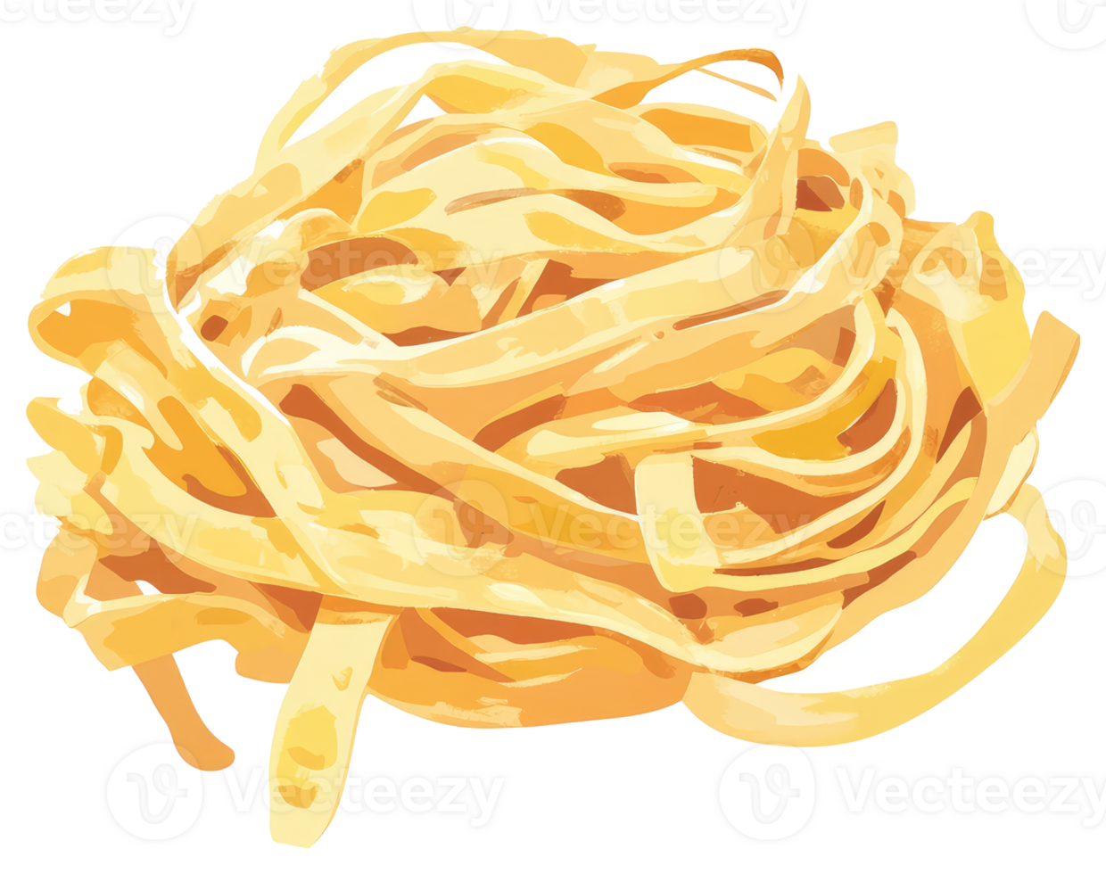 A pile of golden pasta arranged in a beautiful nest shape png