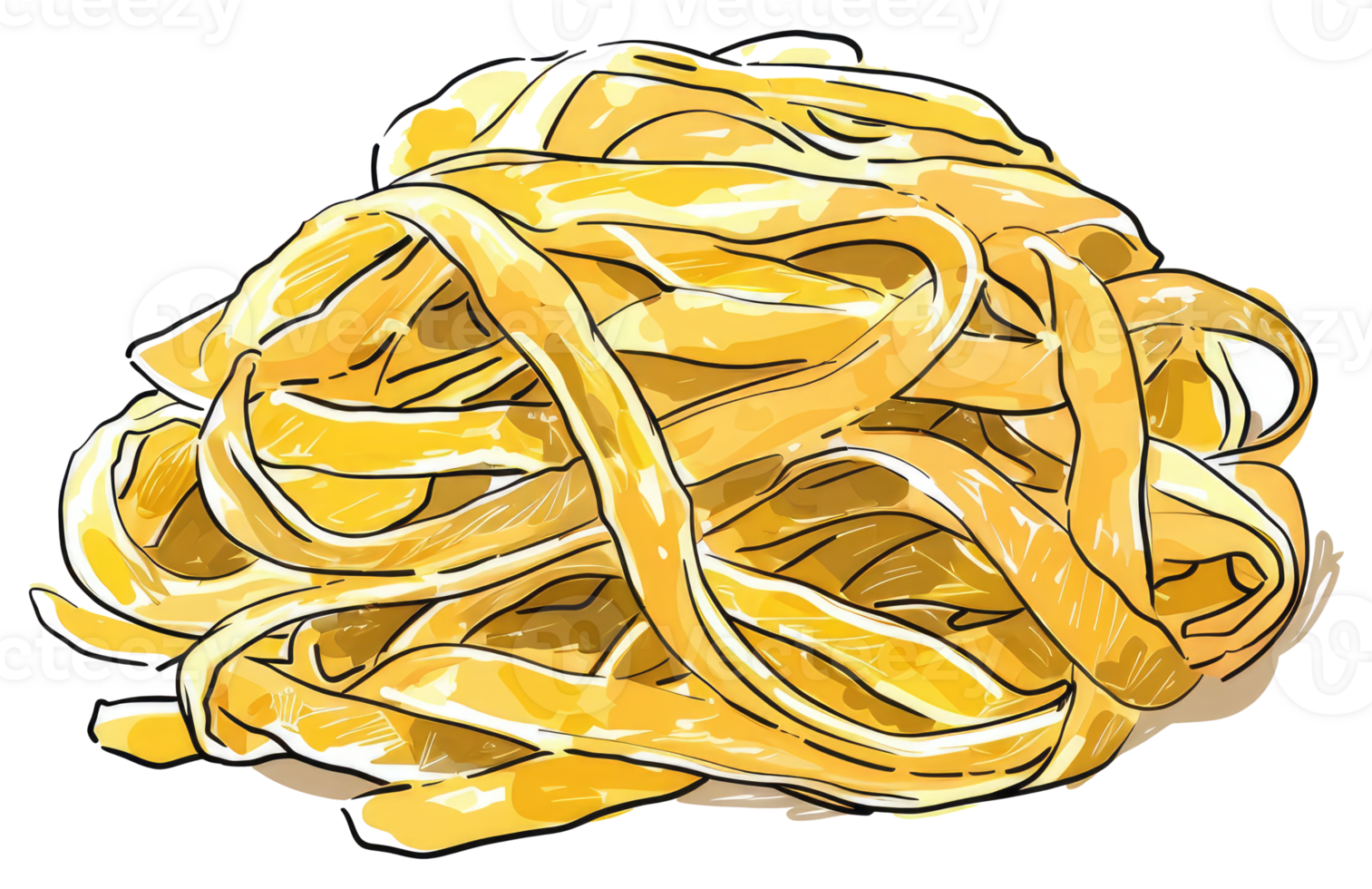 An artistic illustration of yellow pasta noodles in a heap png