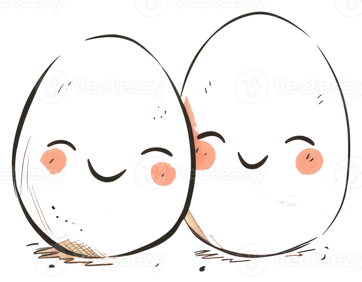 Two cartoon eggs looking happy and content together in a group png