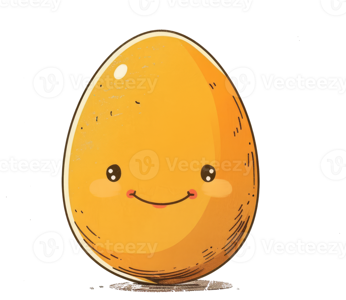A Smiling Cartoon Egg With Cute Facial Features Is Standing png
