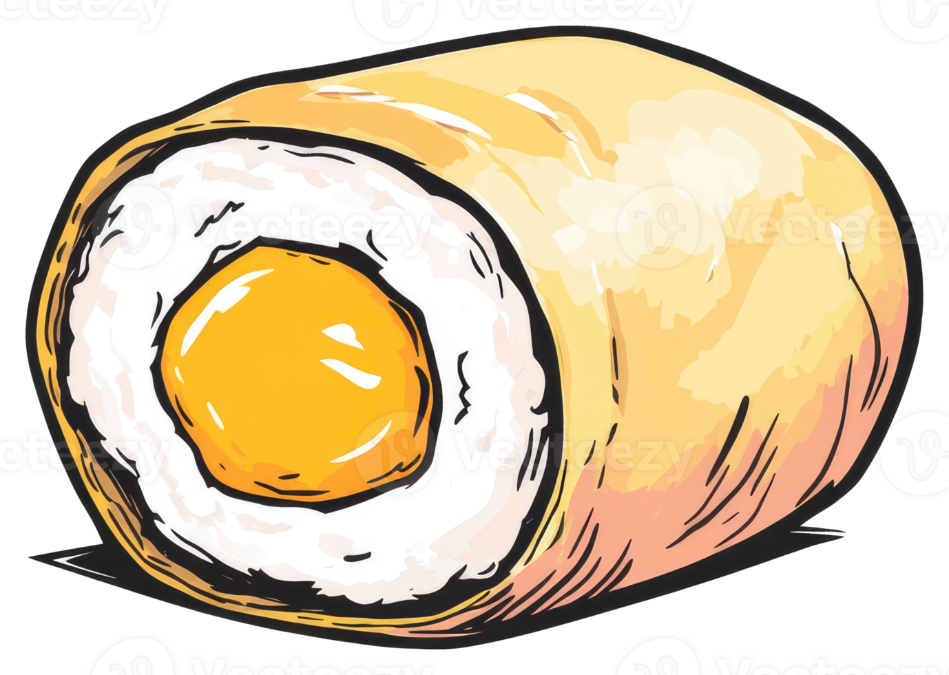 A delicious cartoon depiction of a yellow centered sushi roll png