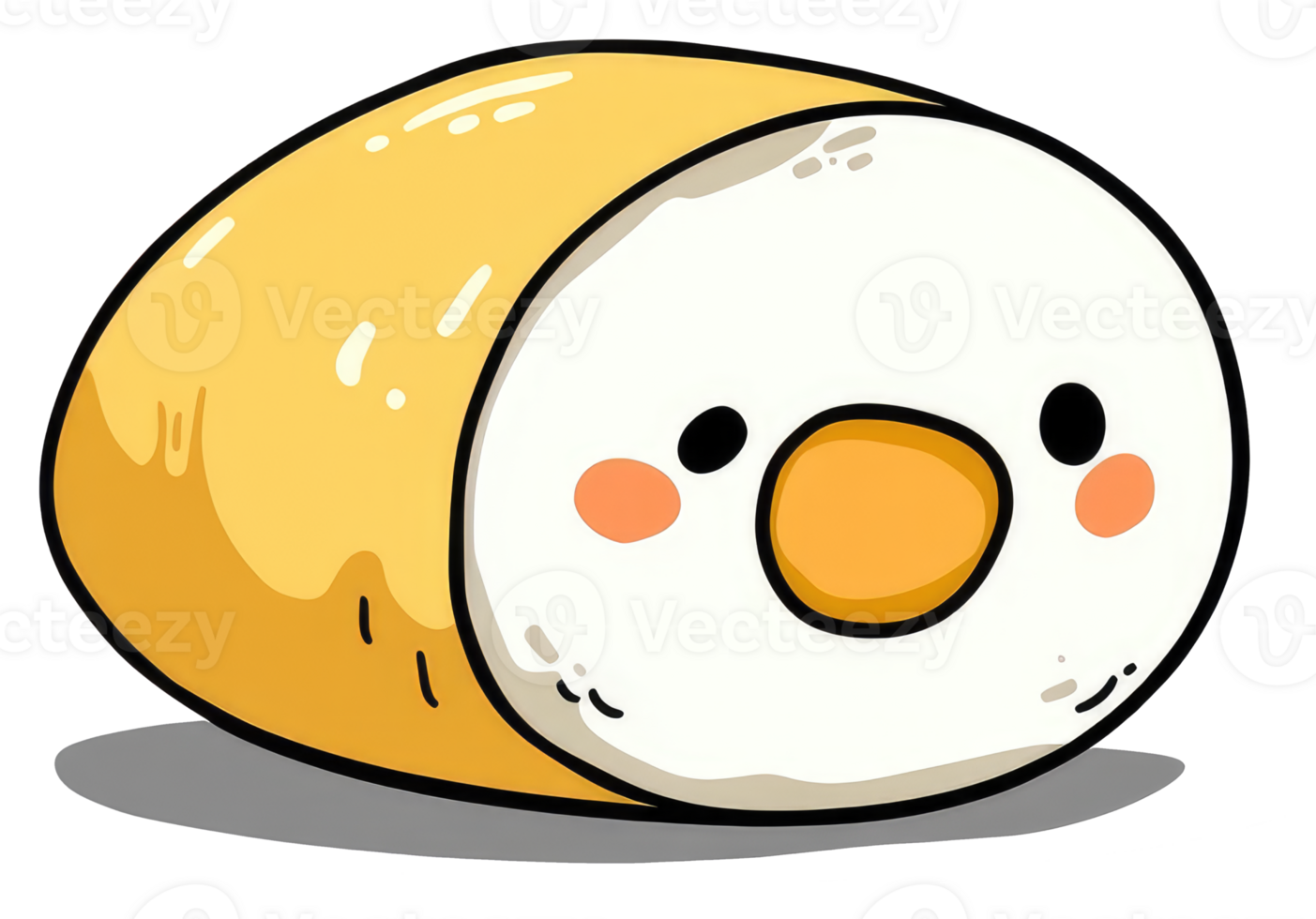 A cute cartoon sushi roll with a friendly smiling face png