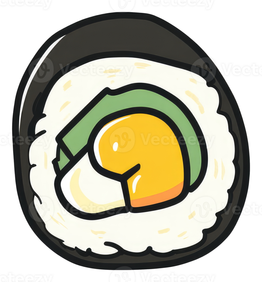 A cartoon illustration of a single piece of sushi png