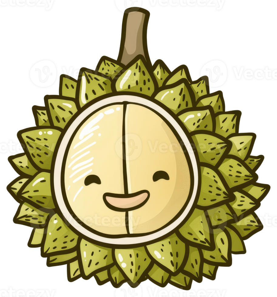 A cartoon depiction of a smiling durian fruit character png